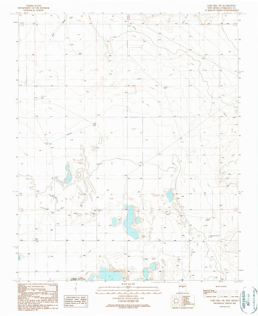 Classic USGS Lobo Hill SW New Mexico 7.5'x7.5' Topo Map Image
