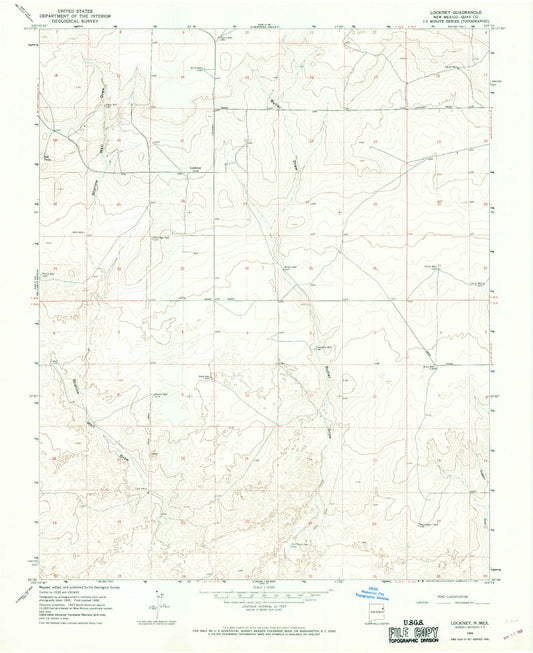 Classic USGS Lockney New Mexico 7.5'x7.5' Topo Map Image