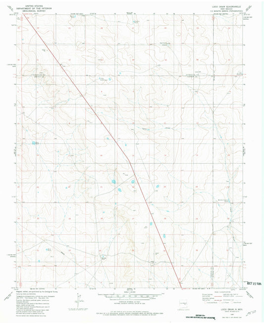 Classic USGS Loco Draw New Mexico 7.5'x7.5' Topo Map Image
