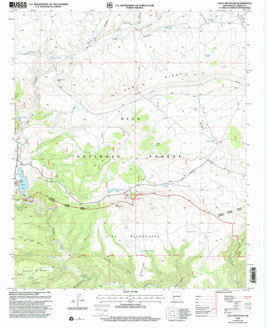 Classic USGS Loco Mountain New Mexico 7.5'x7.5' Topo Map Image