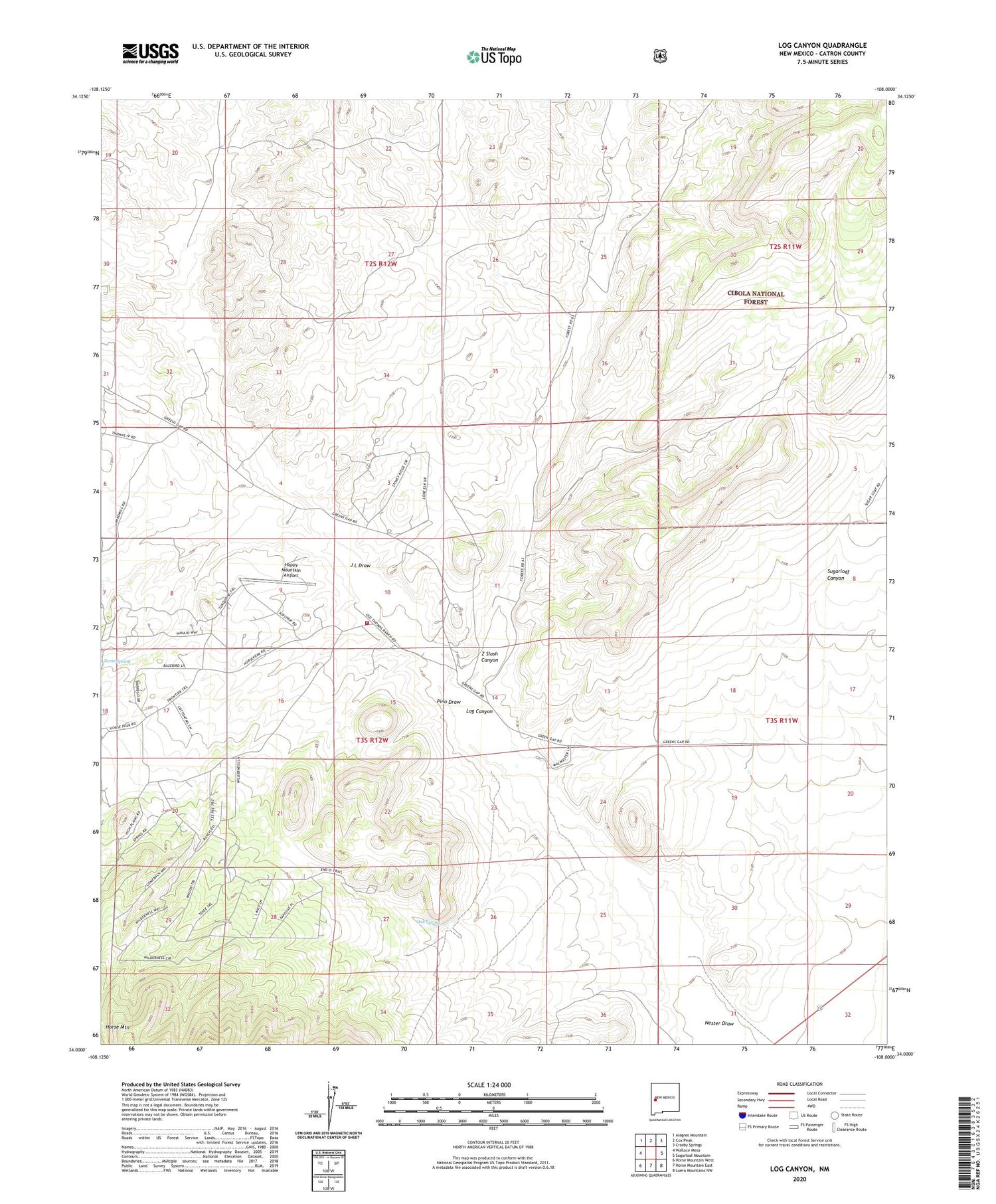 Log Canyon New Mexico US Topo Map Image