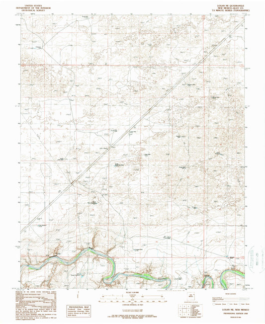Classic USGS Logan NE New Mexico 7.5'x7.5' Topo Map Image