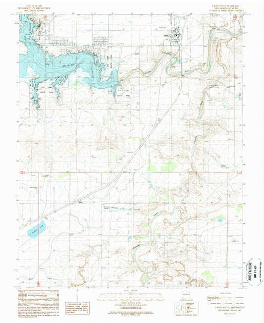 Classic USGS Logan South New Mexico 7.5'x7.5' Topo Map Image