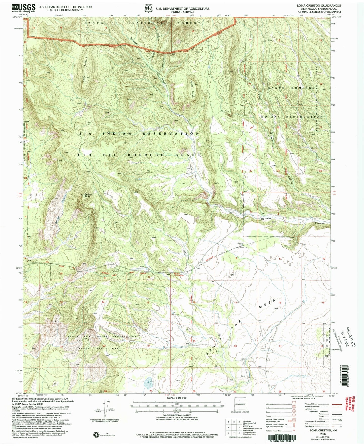 Classic USGS Loma Creston New Mexico 7.5'x7.5' Topo Map Image