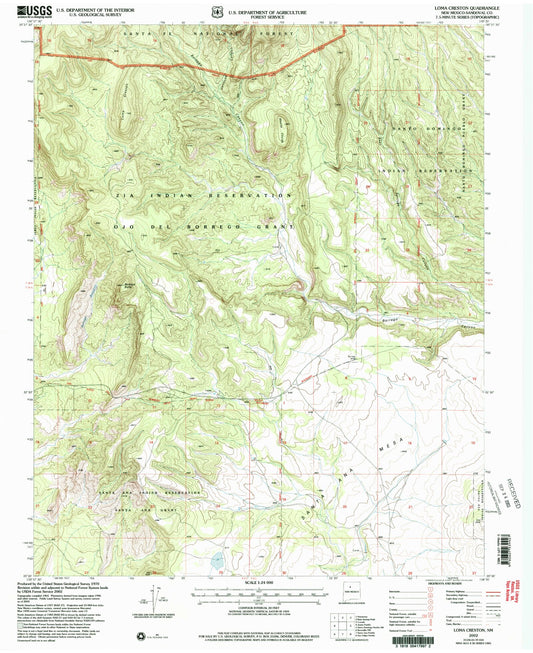 Classic USGS Loma Creston New Mexico 7.5'x7.5' Topo Map Image