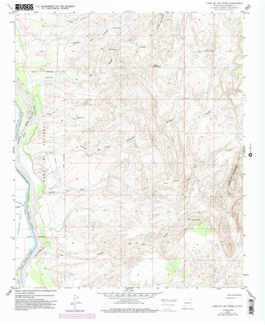 Classic USGS Loma De Las Canas New Mexico 7.5'x7.5' Topo Map Image