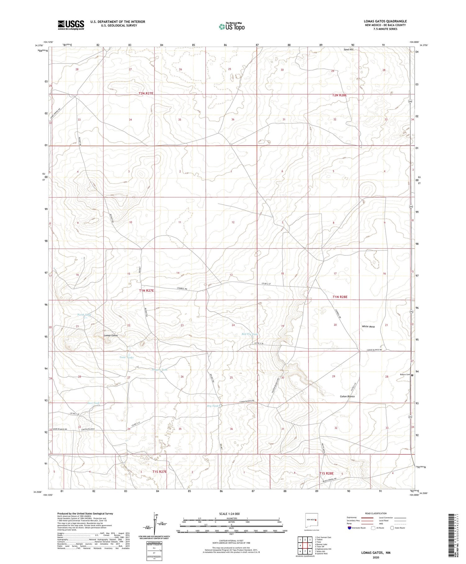 Lomas Gatos New Mexico US Topo Map Image