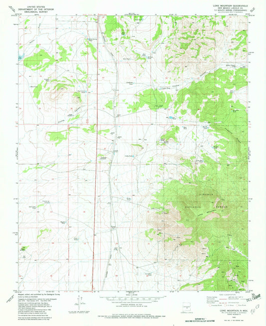 Classic USGS Lone Mountain New Mexico 7.5'x7.5' Topo Map Image