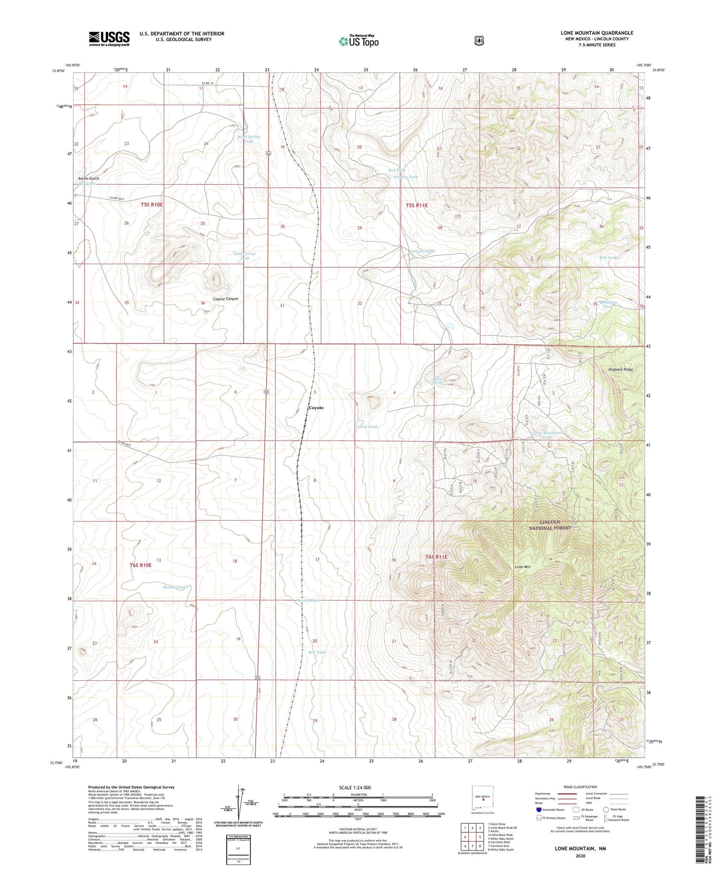 Lone Mountain New Mexico US Topo Map Image