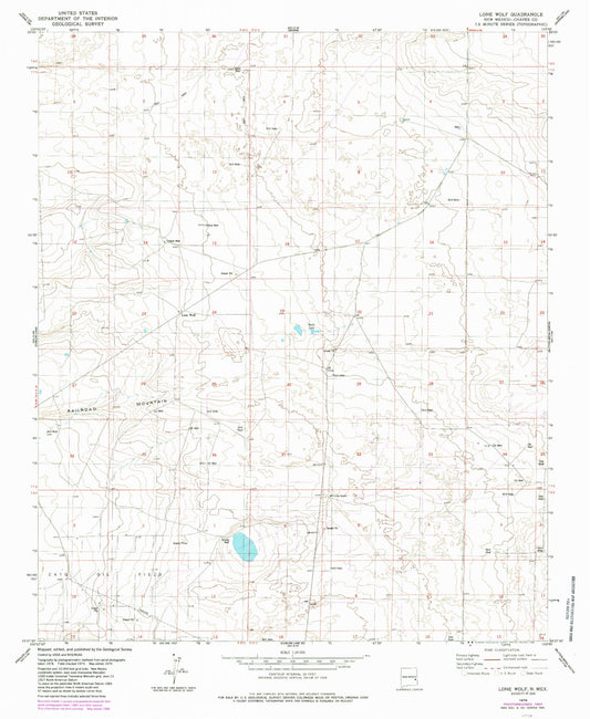 Classic USGS Lone Wolf New Mexico 7.5'x7.5' Topo Map Image