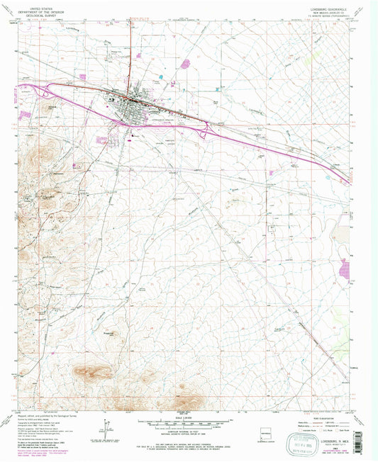 Classic USGS Lordsburg New Mexico 7.5'x7.5' Topo Map Image