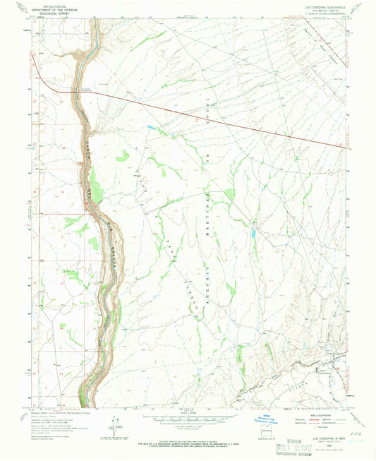 Classic USGS Los Cordovas New Mexico 7.5'x7.5' Topo Map Image