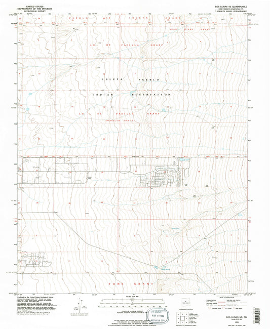 Classic USGS Los Lunas SE New Mexico 7.5'x7.5' Topo Map Image