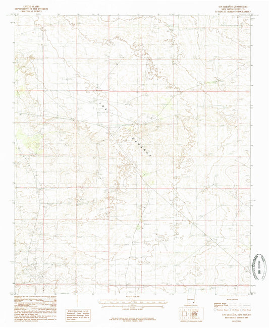 Classic USGS Los Medanos New Mexico 7.5'x7.5' Topo Map Image