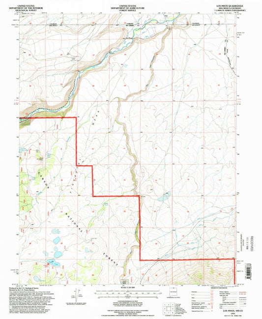 Classic USGS Los Pinos New Mexico 7.5'x7.5' Topo Map Image
