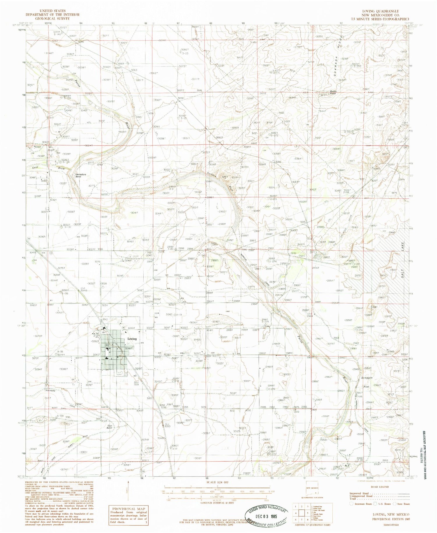 Classic USGS Loving New Mexico 7.5'x7.5' Topo Map Image