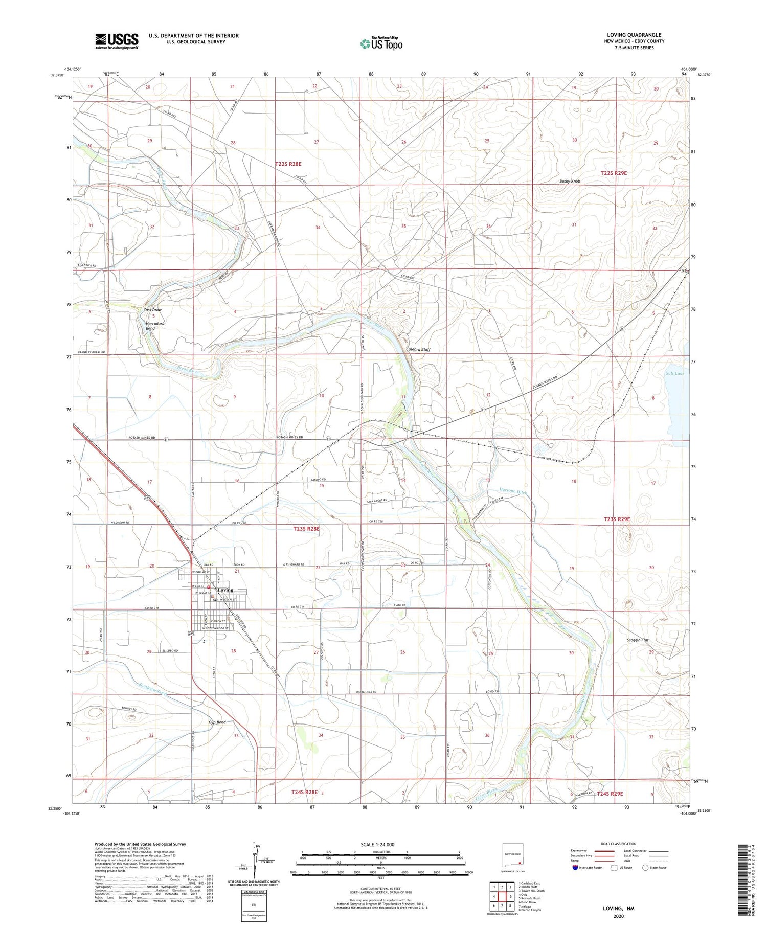 Loving New Mexico US Topo Map Image