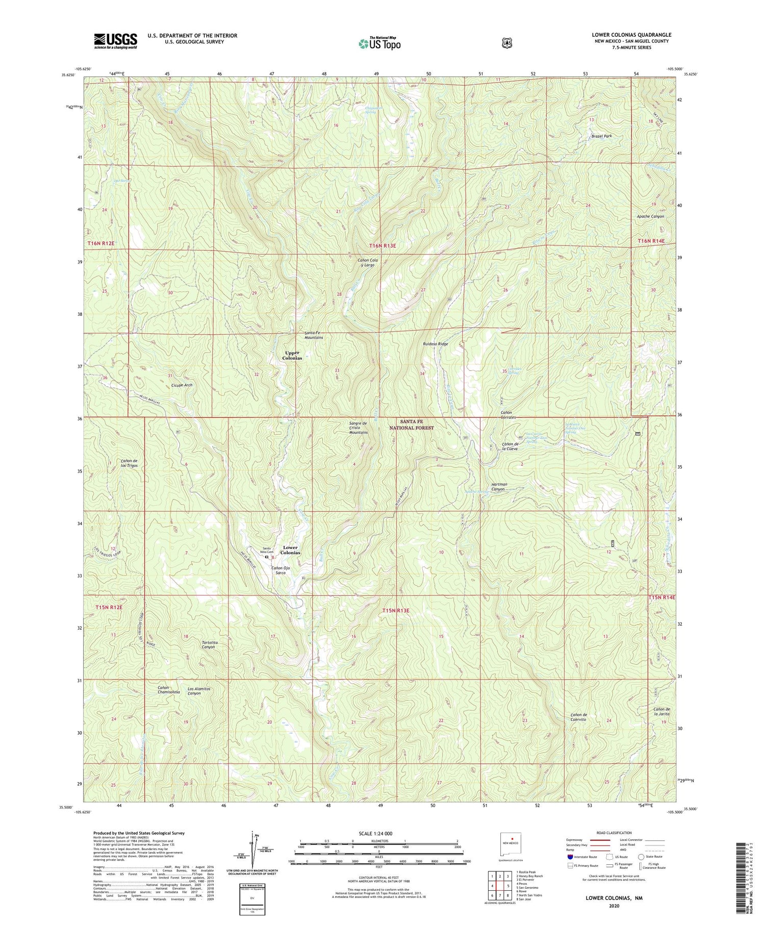 Lower Colonias New Mexico US Topo Map Image