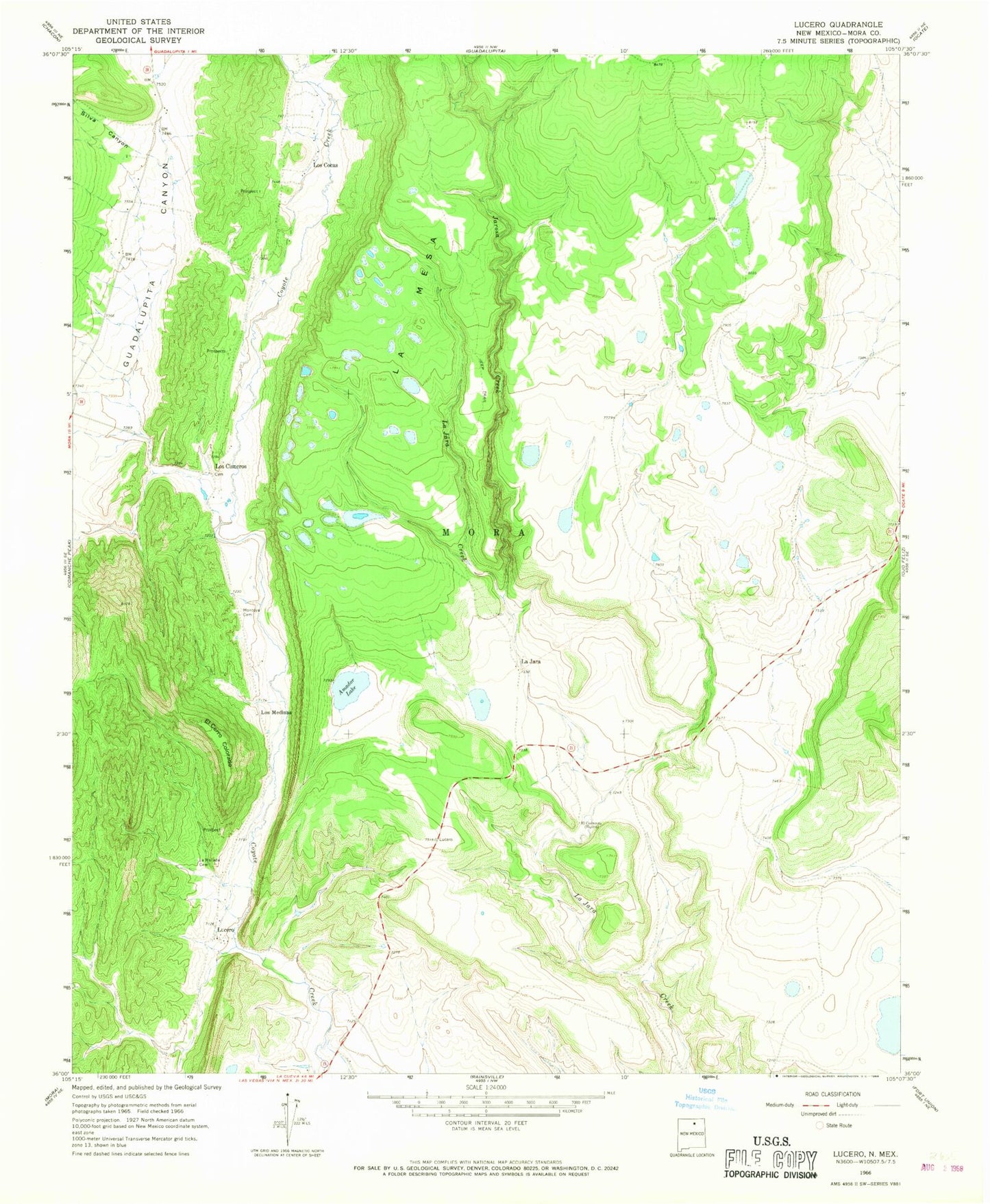 Classic USGS Lucero New Mexico 7.5'x7.5' Topo Map Image