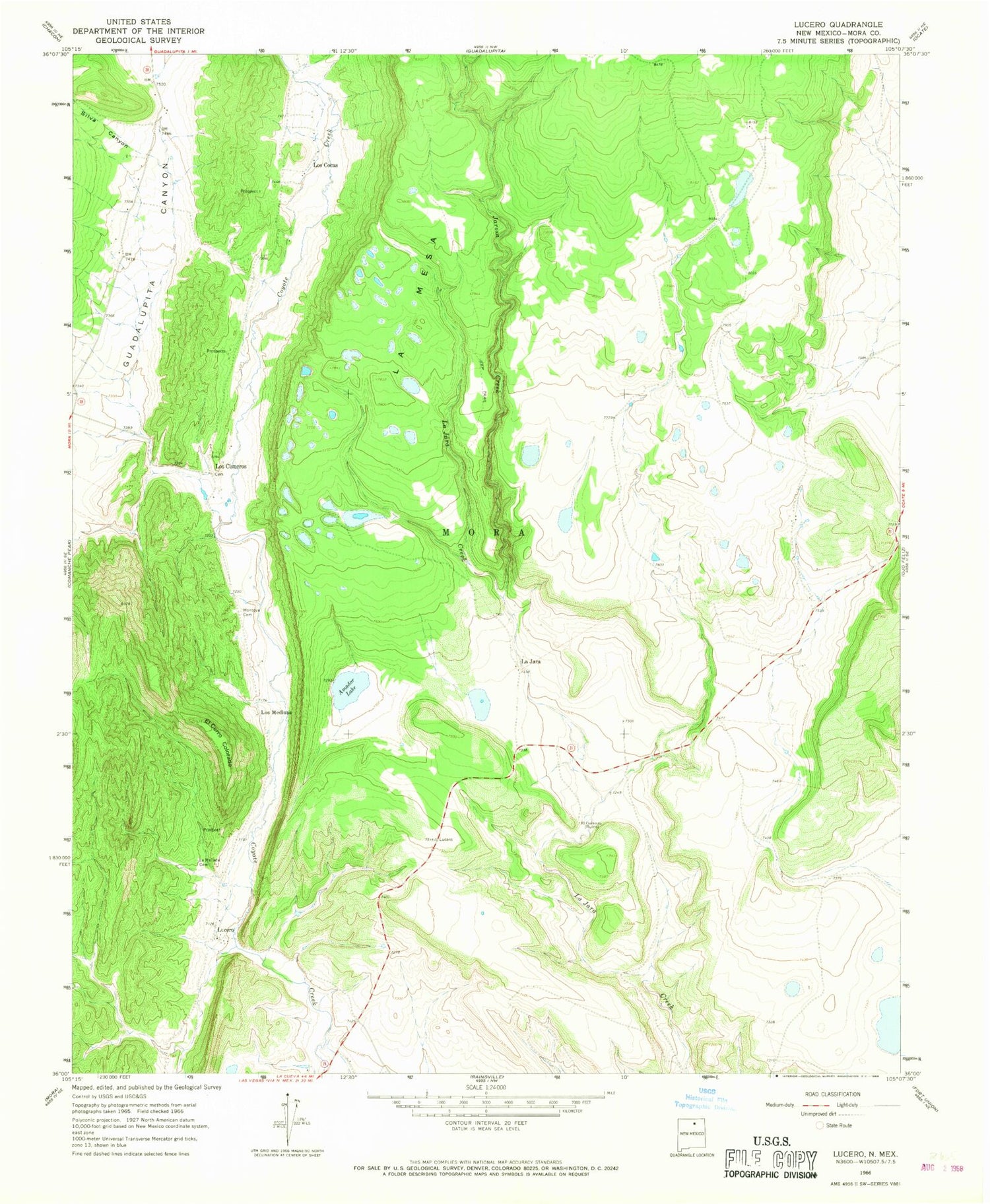 Classic USGS Lucero New Mexico 7.5'x7.5' Topo Map Image