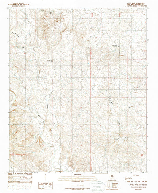 Classic USGS Lucky Lake New Mexico 7.5'x7.5' Topo Map Image