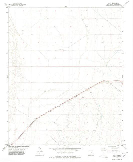 Classic USGS Lucy New Mexico 7.5'x7.5' Topo Map Image