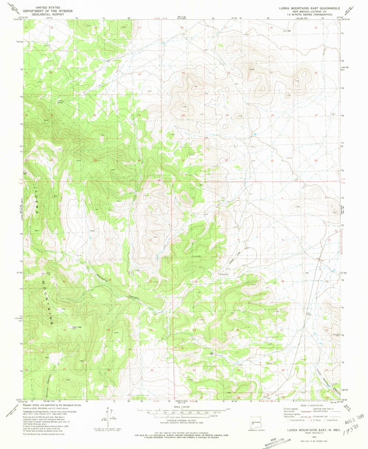 Classic USGS Luera Mountains East New Mexico 7.5'x7.5' Topo Map Image