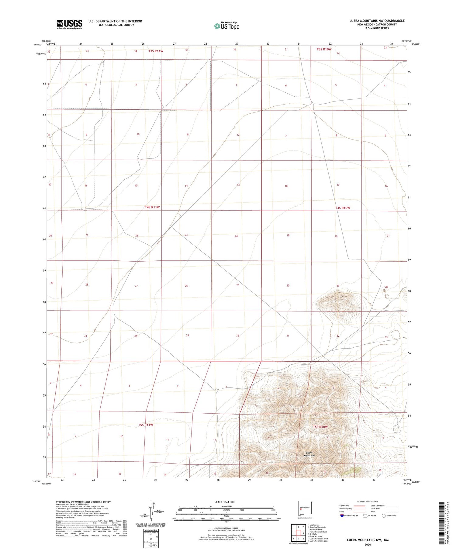 Luera Mountains NW New Mexico US Topo Map Image