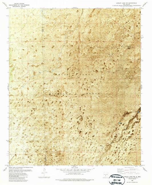 Classic USGS Lumley Lake NE New Mexico 7.5'x7.5' Topo Map Image