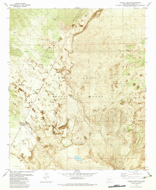 Classic USGS Lumley Lake NW New Mexico 7.5'x7.5' Topo Map Image