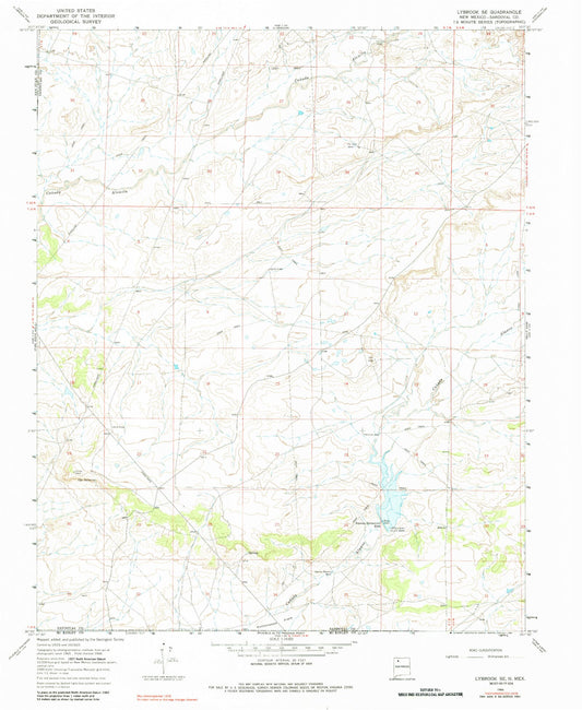 Classic USGS Lybrook SE New Mexico 7.5'x7.5' Topo Map Image