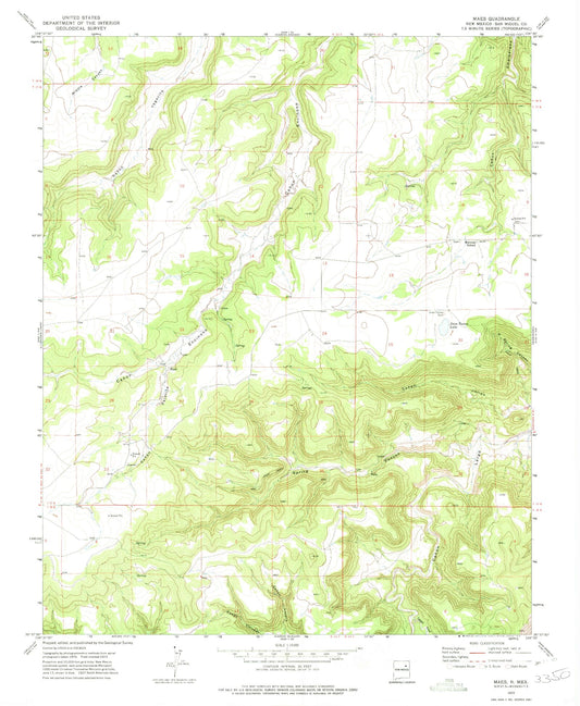 Classic USGS Maes New Mexico 7.5'x7.5' Topo Map Image