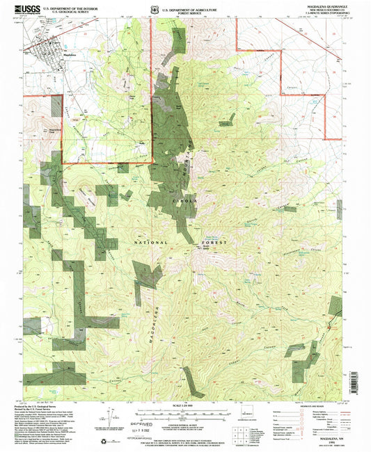 Classic USGS Magdalena New Mexico 7.5'x7.5' Topo Map Image