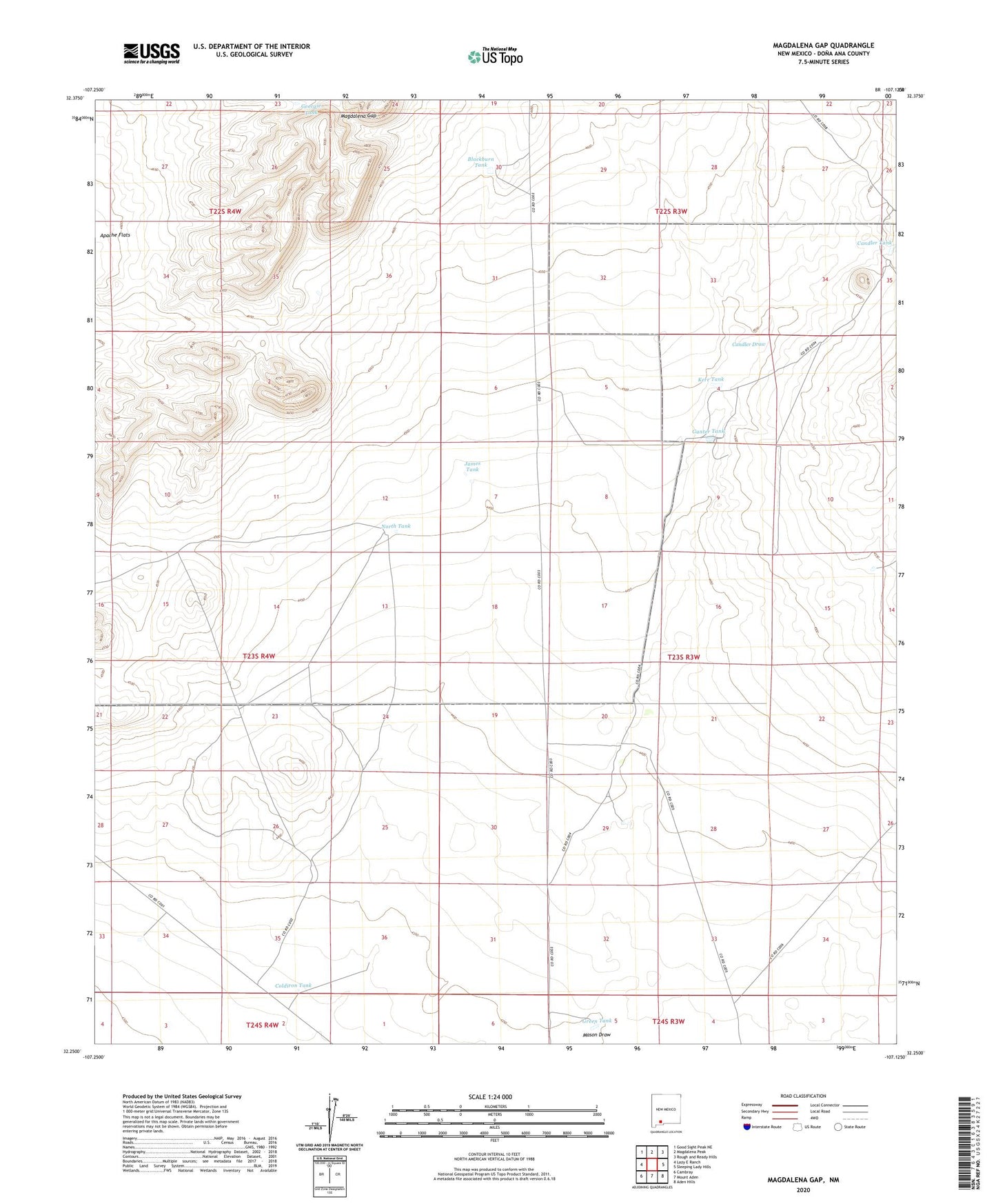 Magdalena Gap New Mexico US Topo Map Image