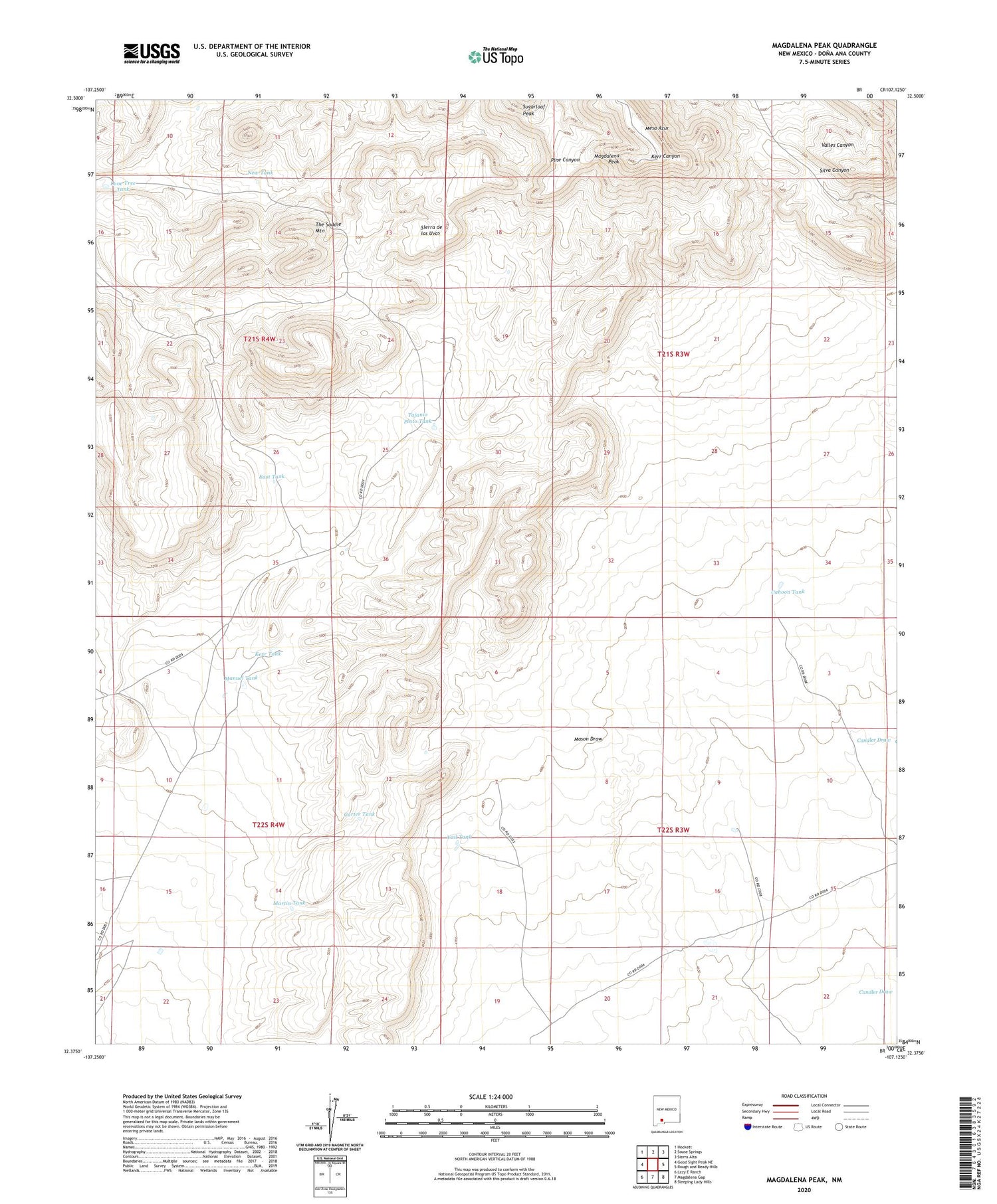 Magdalena Peak New Mexico US Topo Map Image