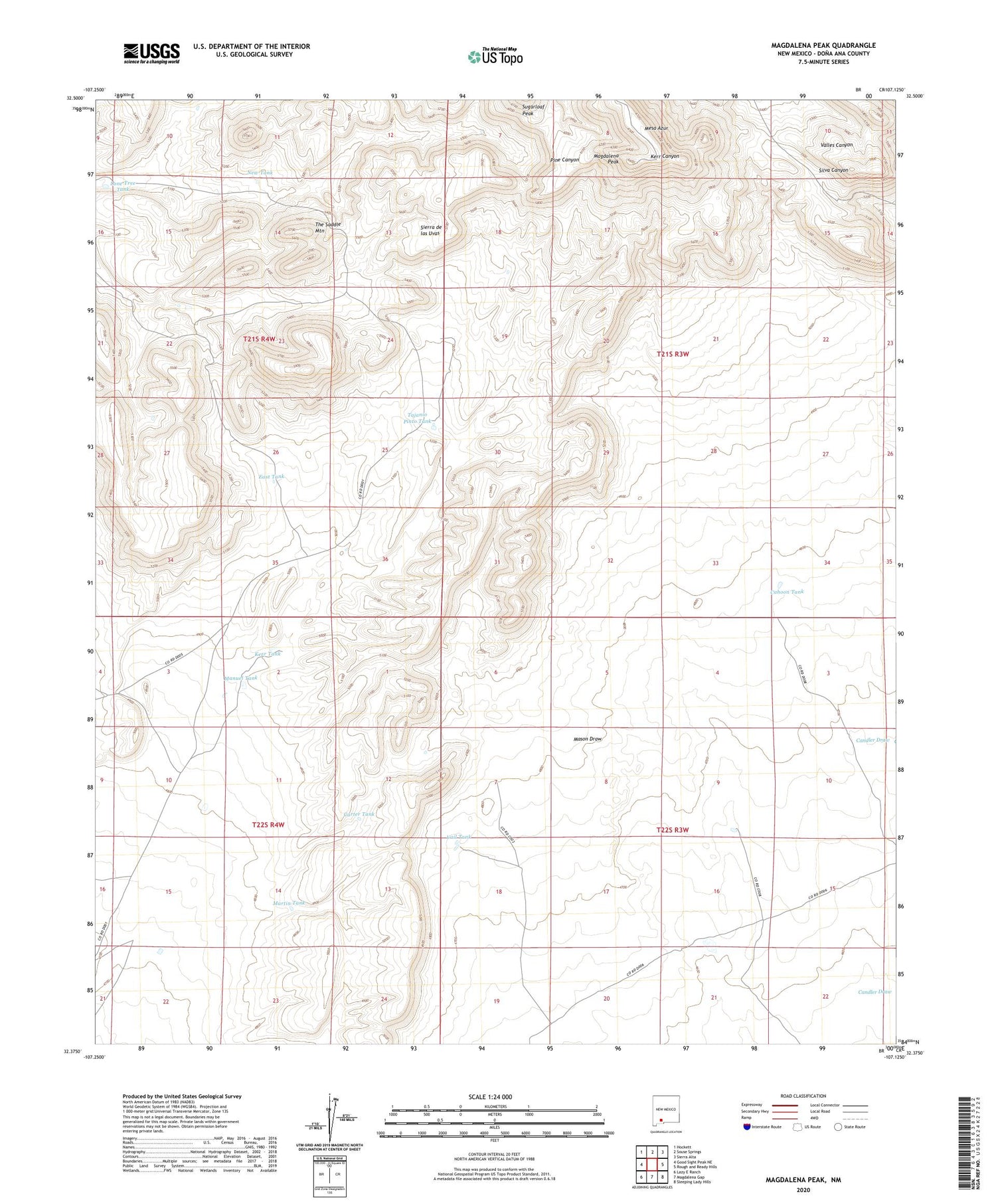 Magdalena Peak New Mexico US Topo Map Image