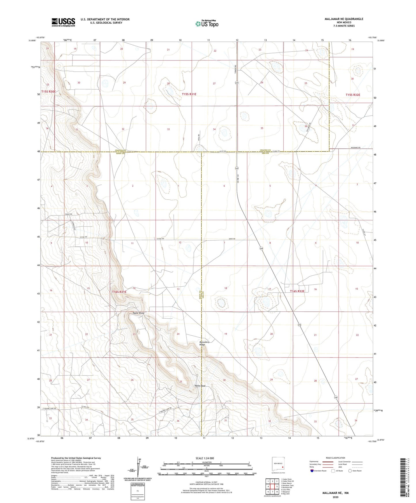 Maljamar NE New Mexico US Topo Map Image