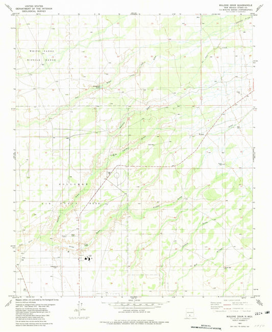 Classic USGS Malone Draw New Mexico 7.5'x7.5' Topo Map Image