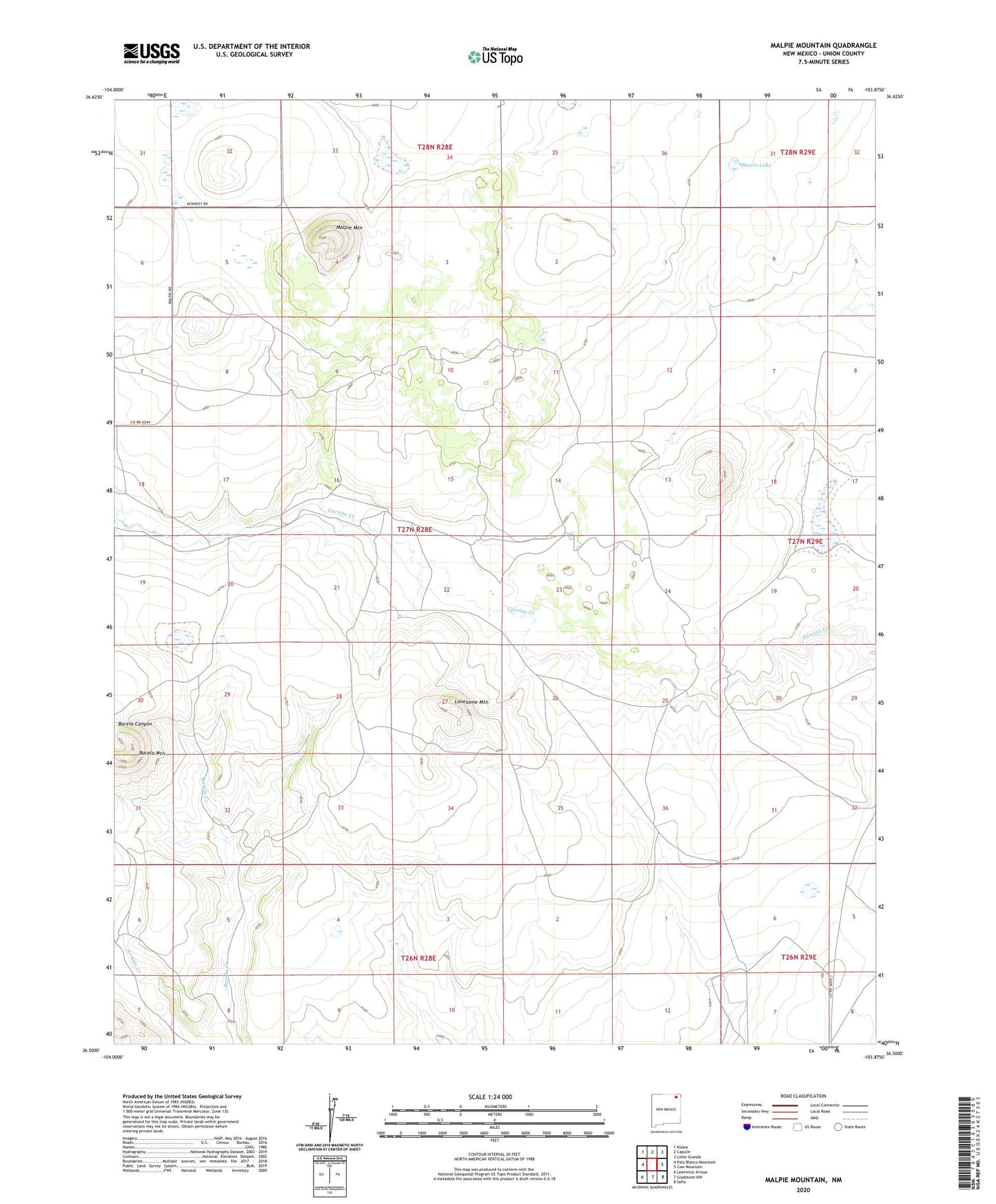 Malpie Mountain New Mexico US Topo Map Image