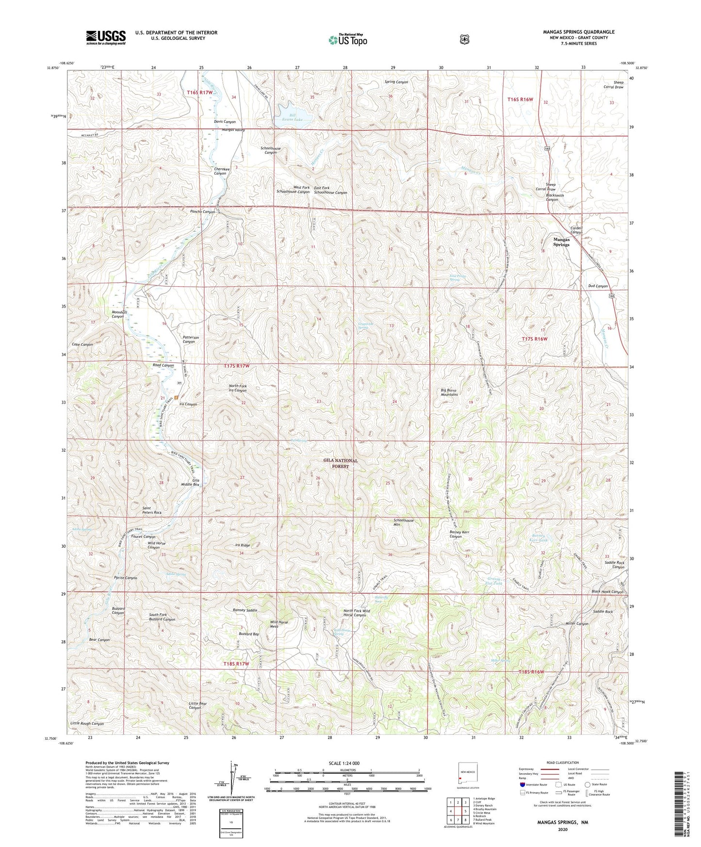 Mangas Springs New Mexico US Topo Map Image