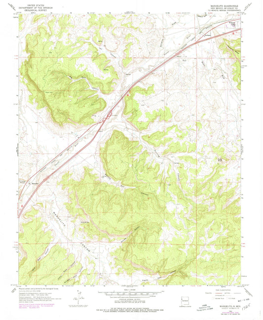 Classic USGS Manuelito New Mexico 7.5'x7.5' Topo Map Image