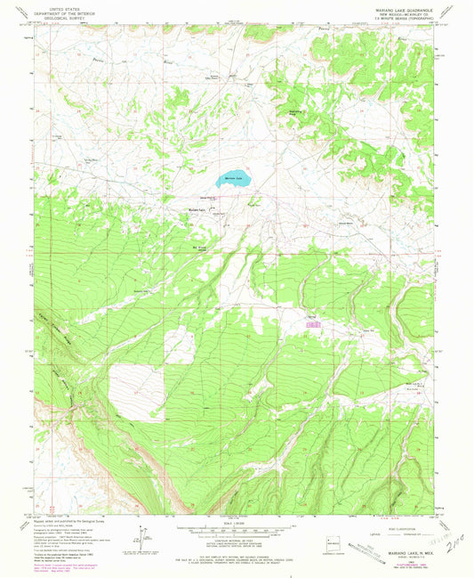 Classic USGS Mariano Lake New Mexico 7.5'x7.5' Topo Map Image