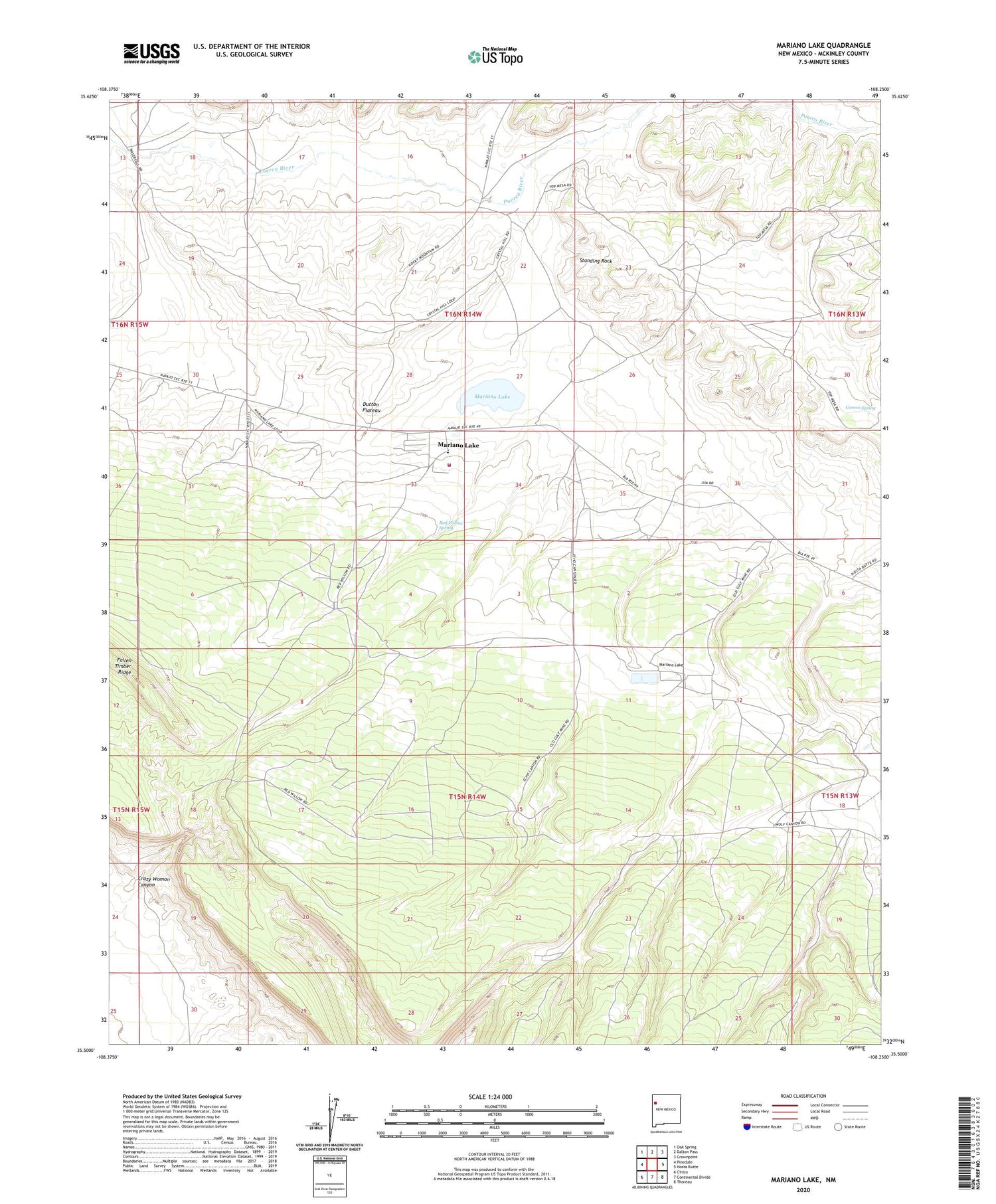 Mariano Lake New Mexico US Topo Map Image