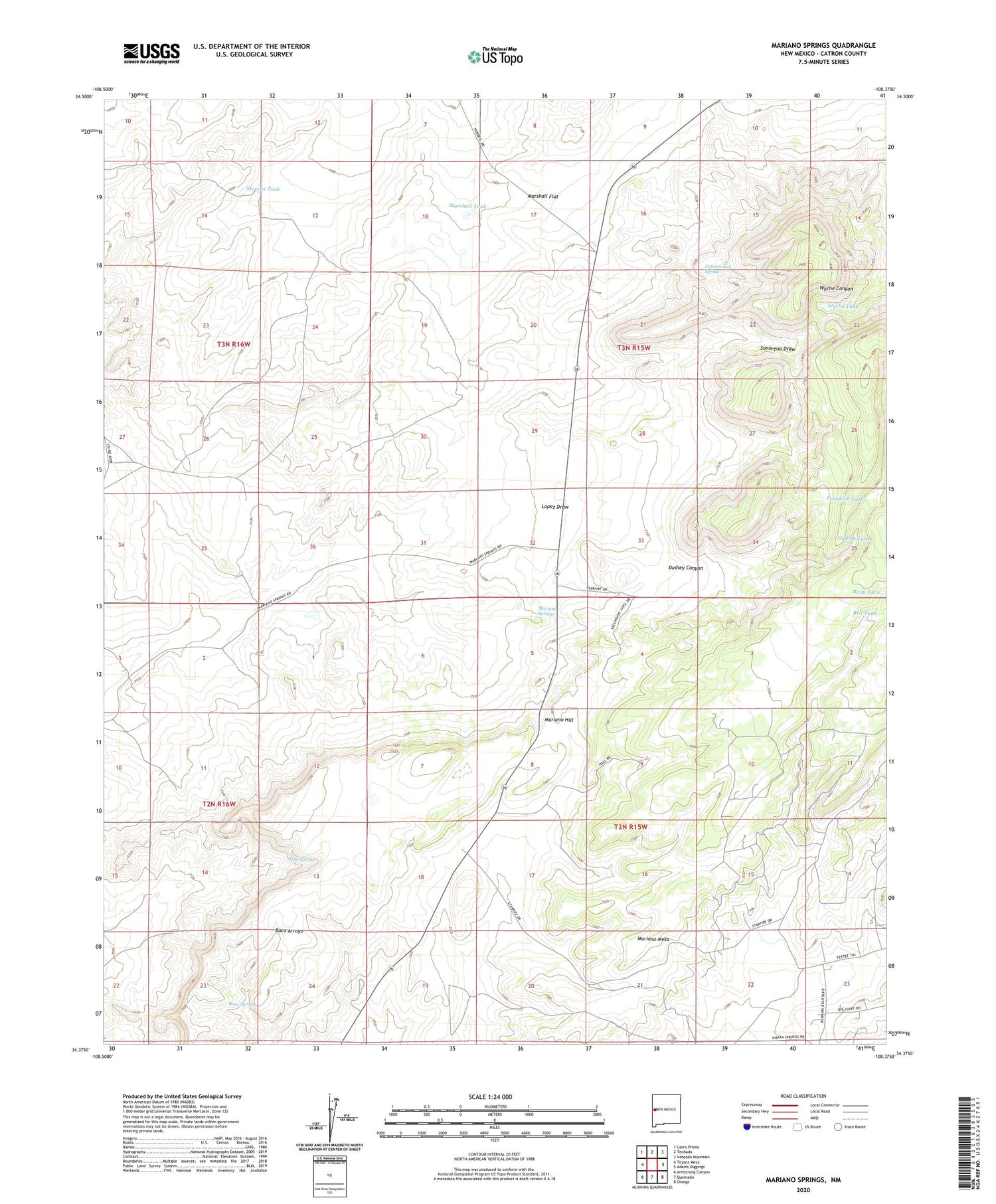 Mariano Springs New Mexico US Topo Map Image
