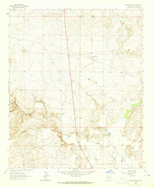 Classic USGS Marley Draw New Mexico 7.5'x7.5' Topo Map Image
