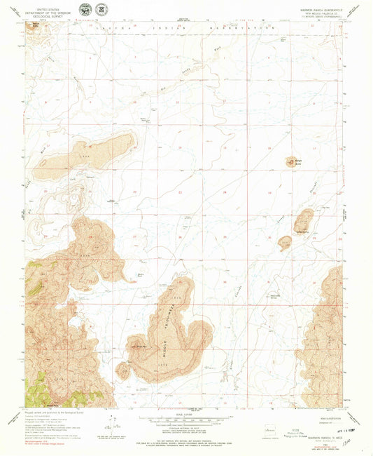 Classic USGS Marmon Ranch New Mexico 7.5'x7.5' Topo Map Image