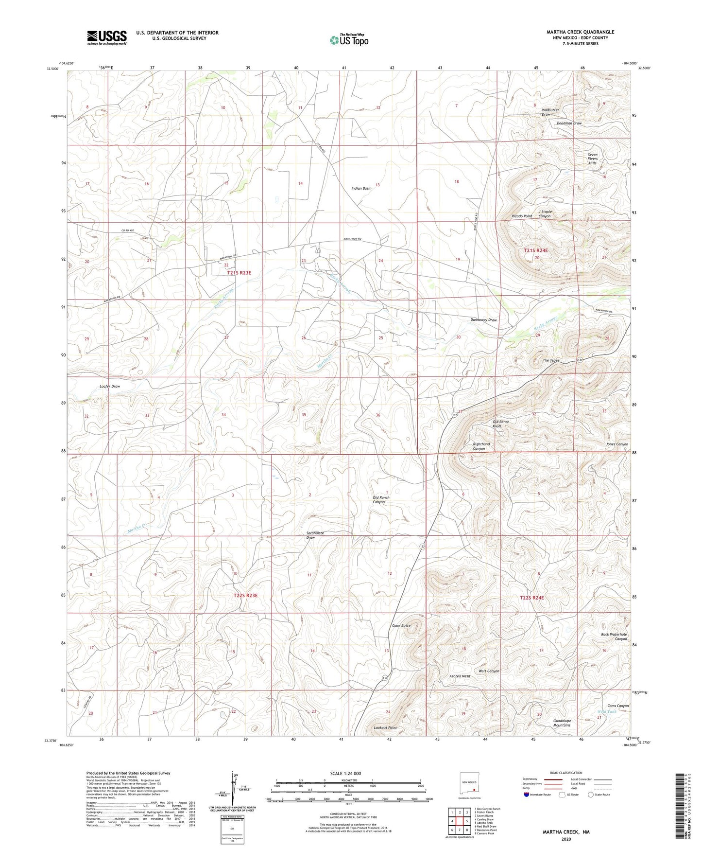 Martha Creek New Mexico US Topo Map Image