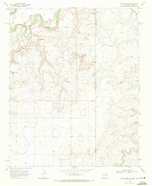 Classic USGS Martin Draw New Mexico 7.5'x7.5' Topo Map Image