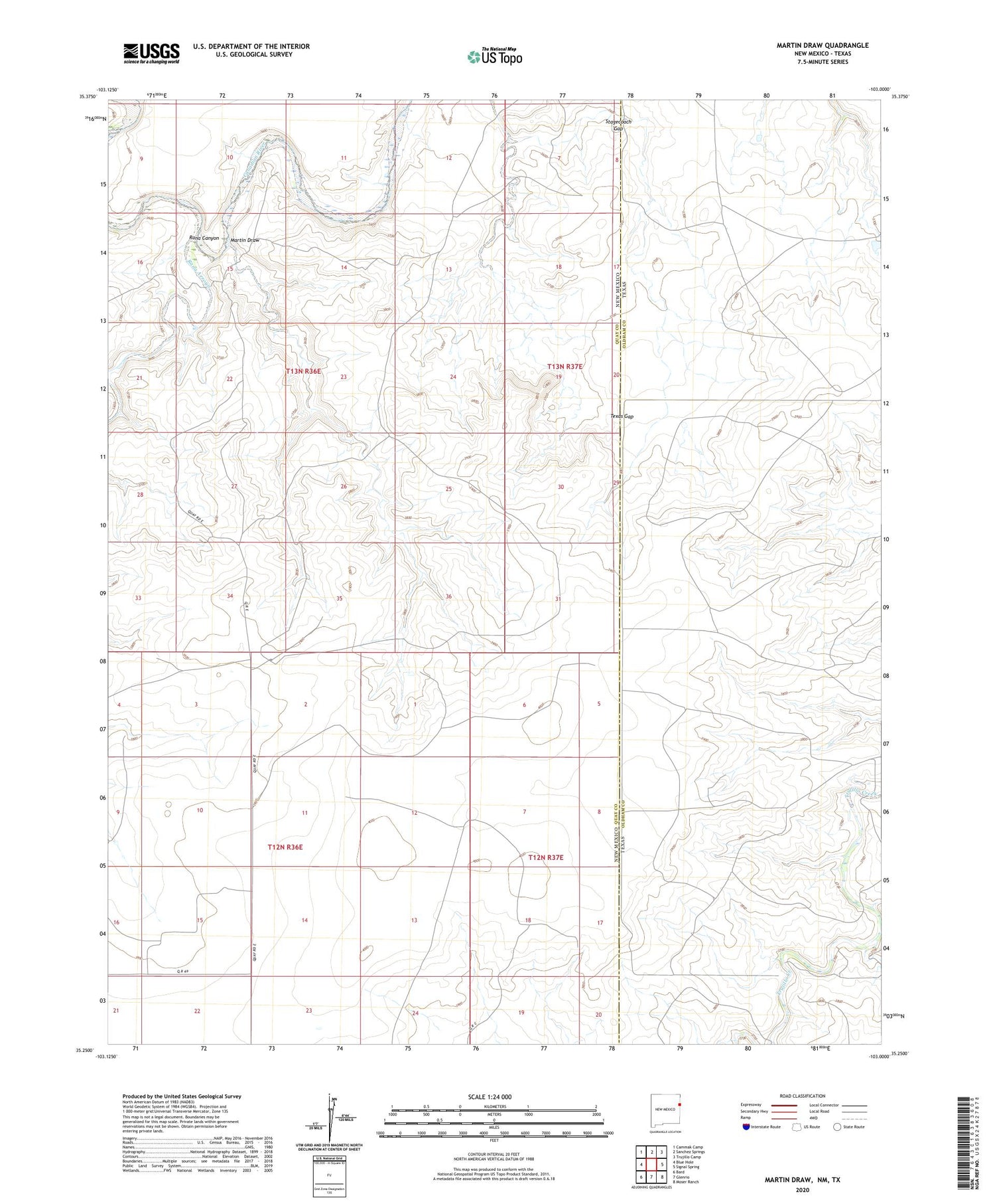 Martin Draw New Mexico US Topo Map Image
