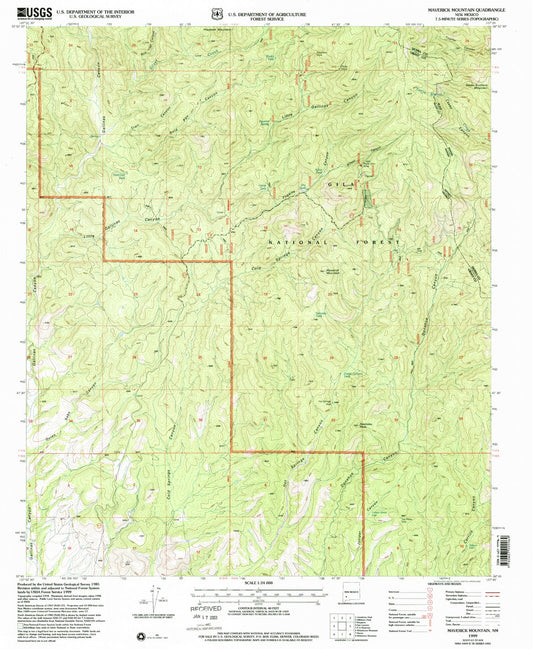 Classic USGS Maverick Mountain New Mexico 7.5'x7.5' Topo Map Image